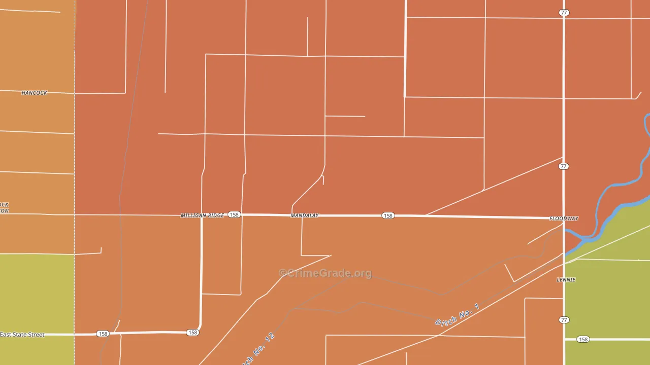 Mandalay, AR Map of Robbery Rates