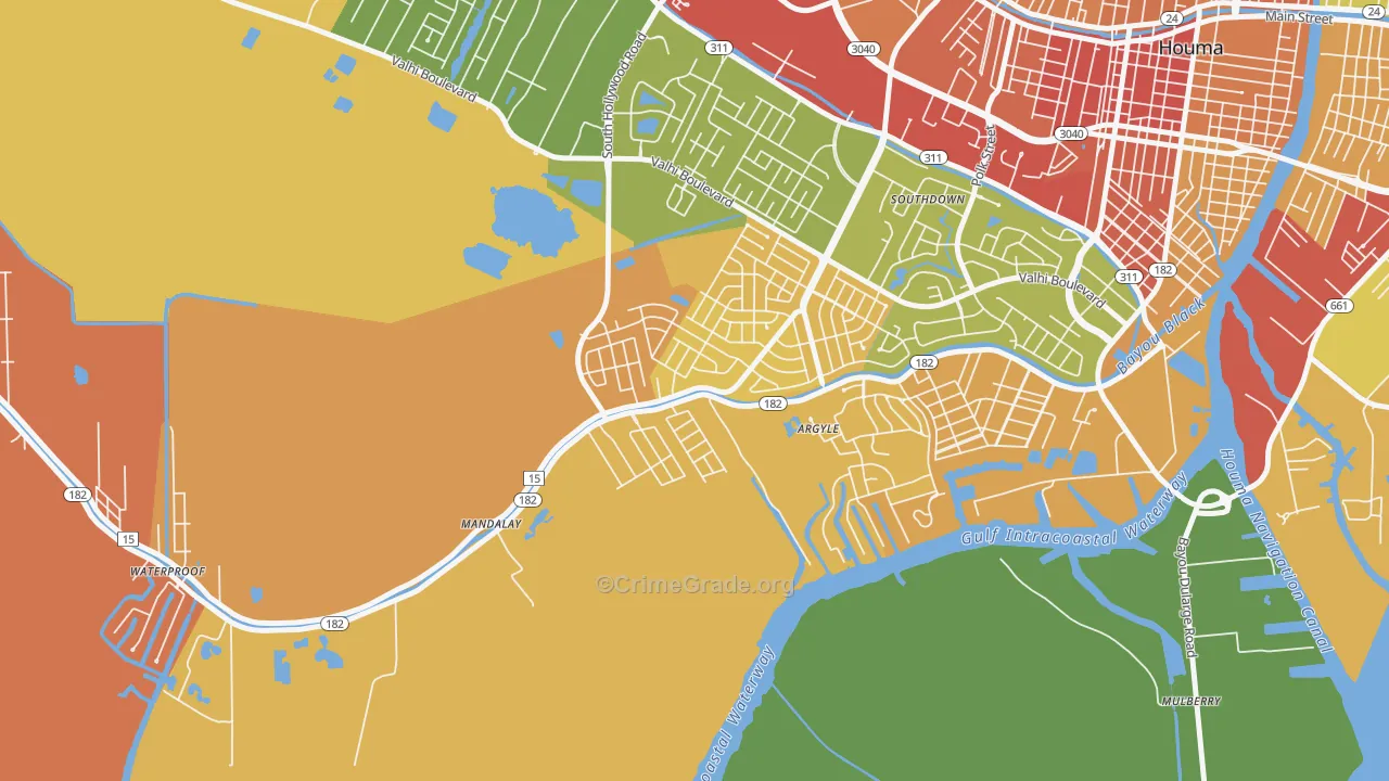 Mandalay, LA Map of Robbery Rates