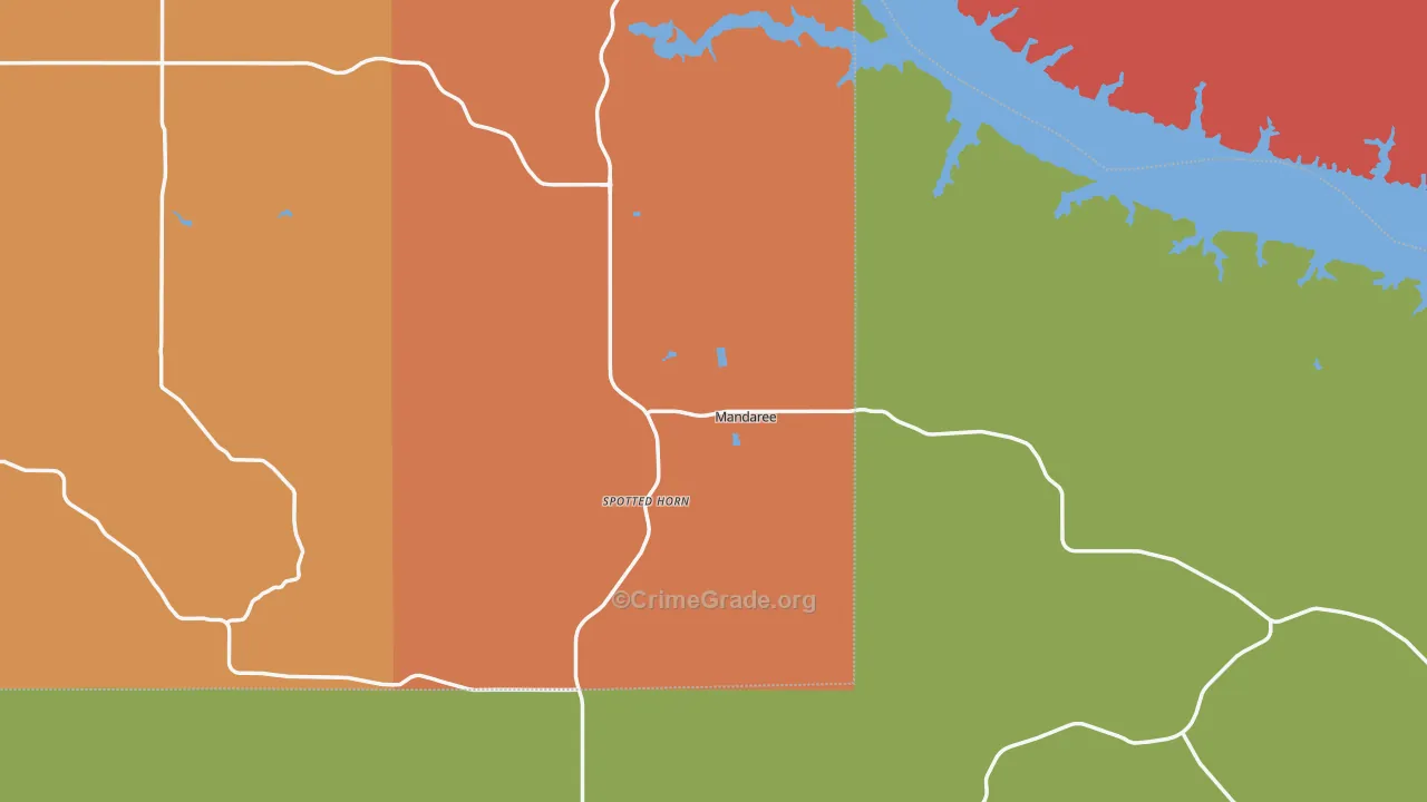Mandaree, ND Map of Robbery Rates