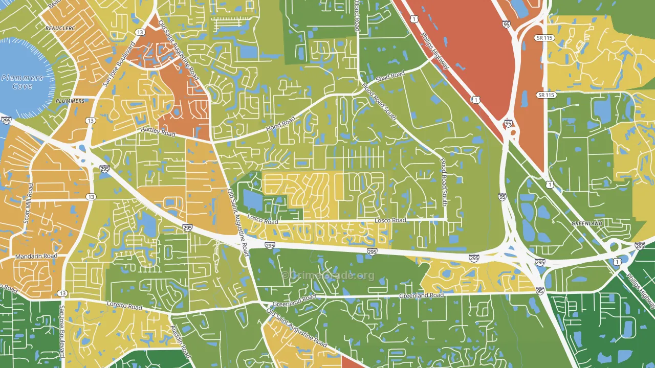 Mandarin Station-Losco, Jacksonville, FL Map of Robbery Rates