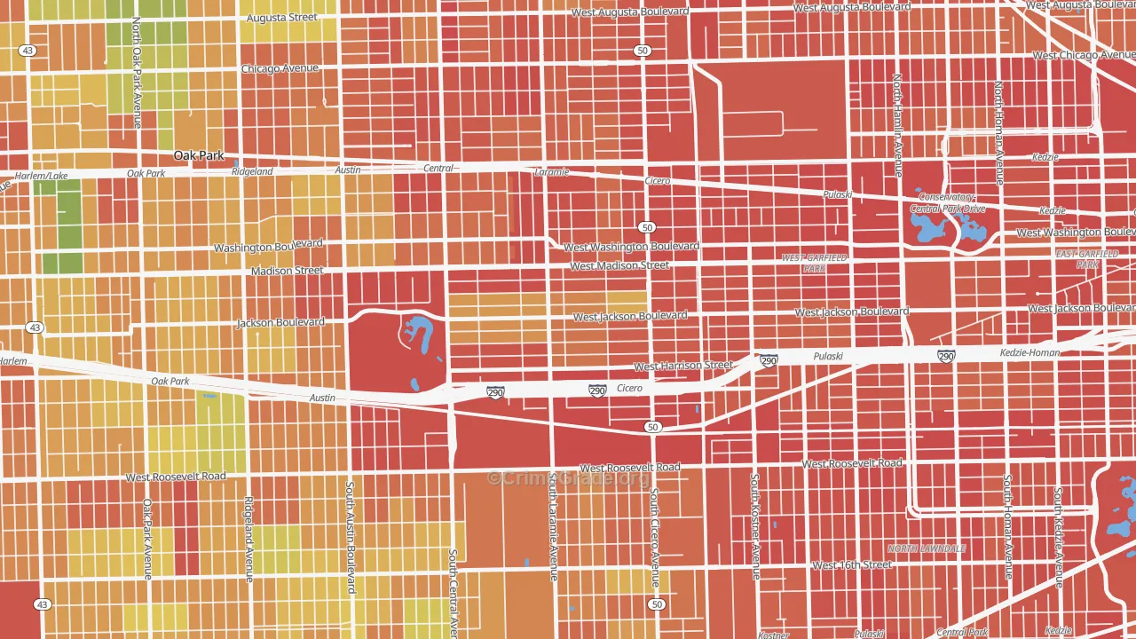 Mandell, Chicago, IL Map of Robbery Rates