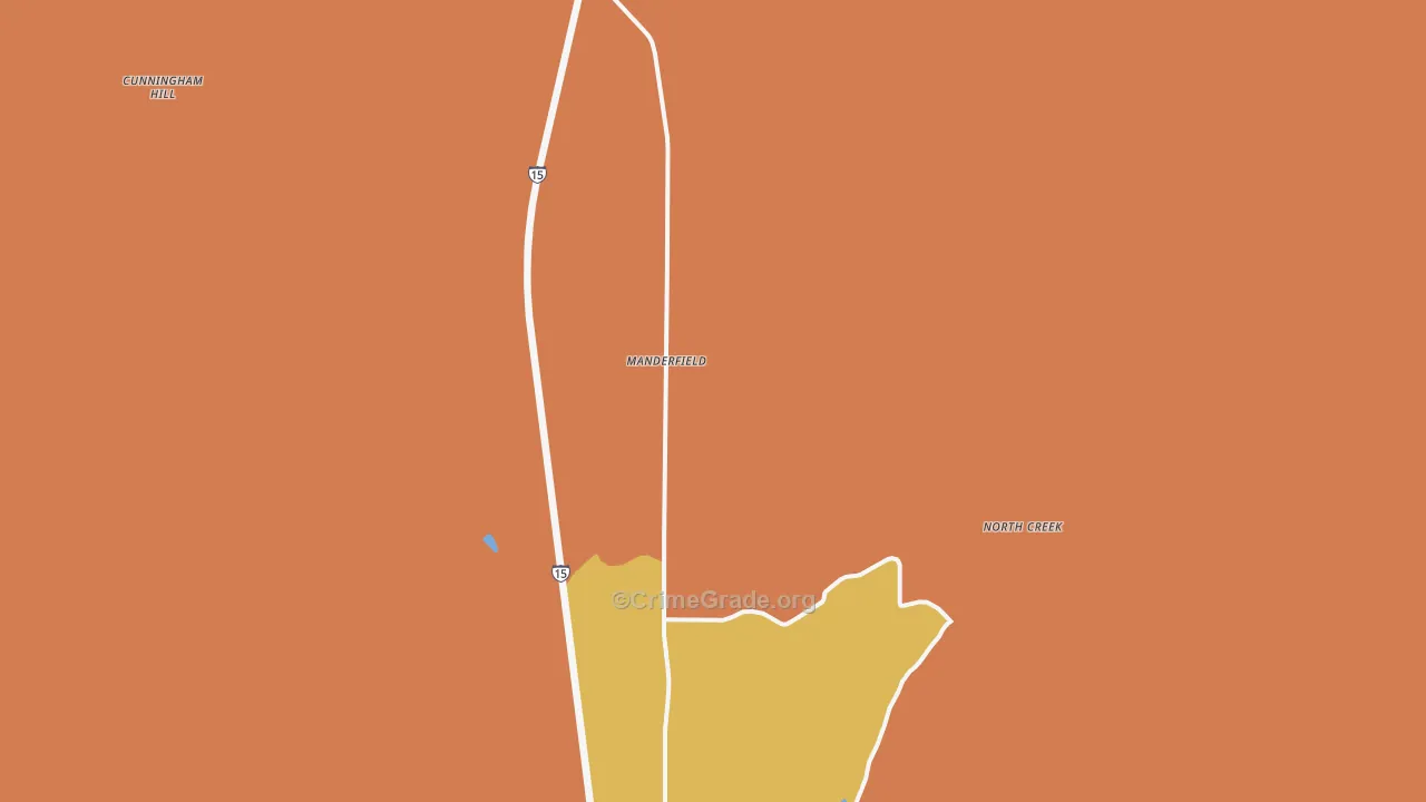Manderfield, UT Map of Robbery Rates