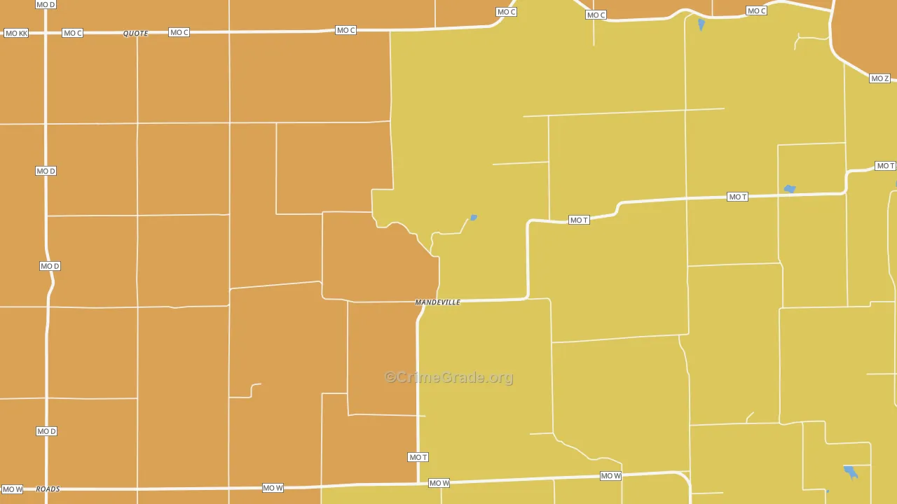 Mandeville, MO Map of Robbery Rates