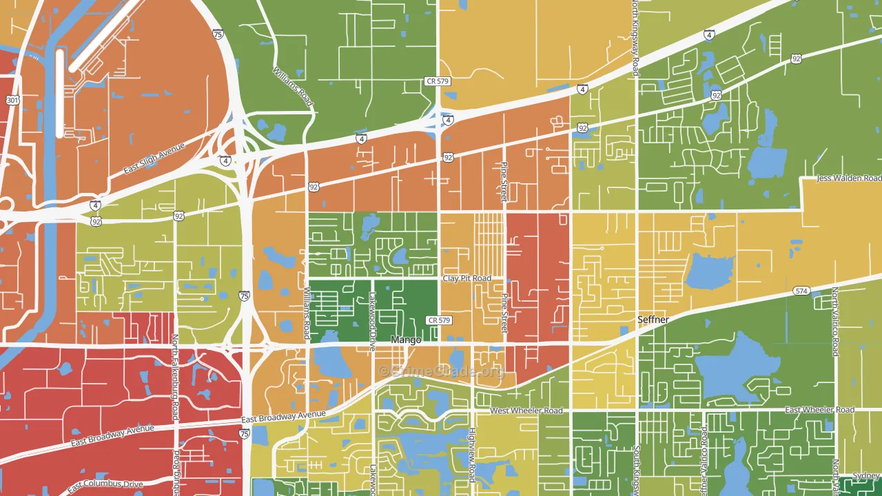 Mango, FL Map of Robbery Rates