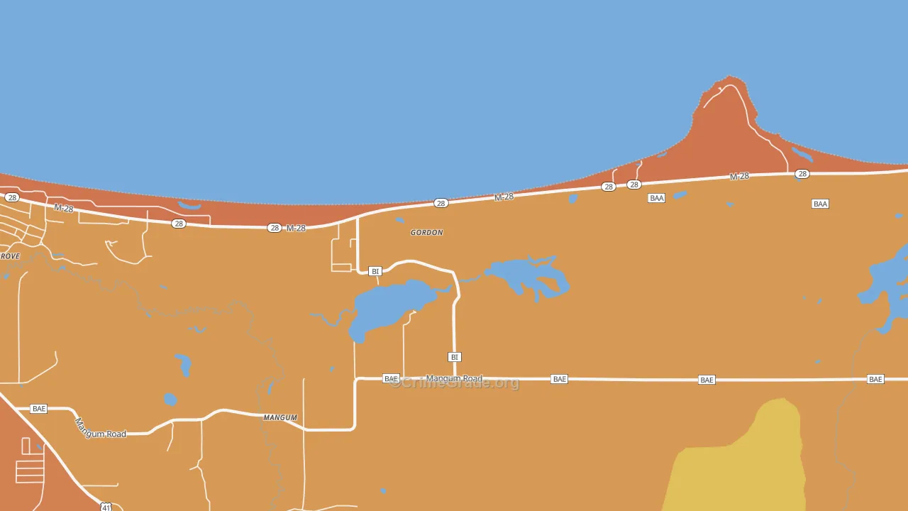 Mangum, MI Map of Robbery Rates