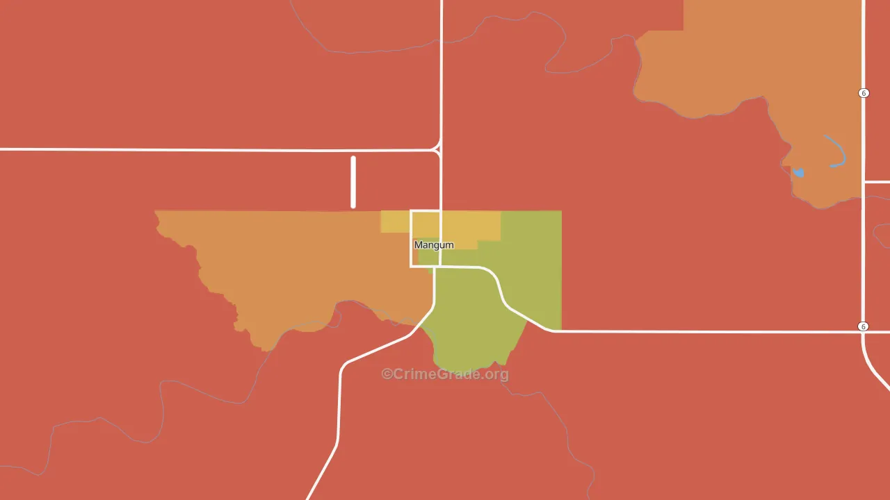 Mangum, OK Map of Robbery Rates