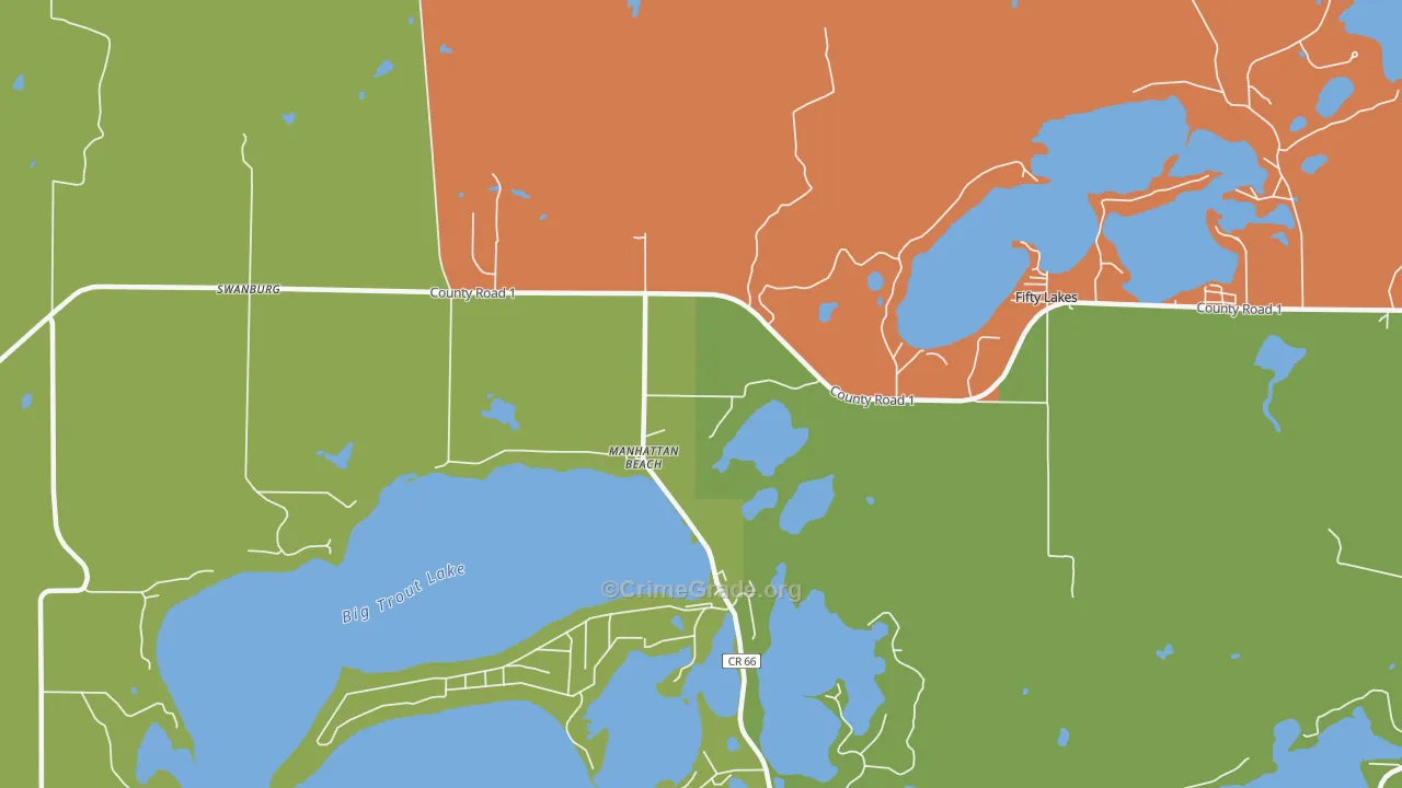Manhattan Beach, MN Map of Robbery Rates