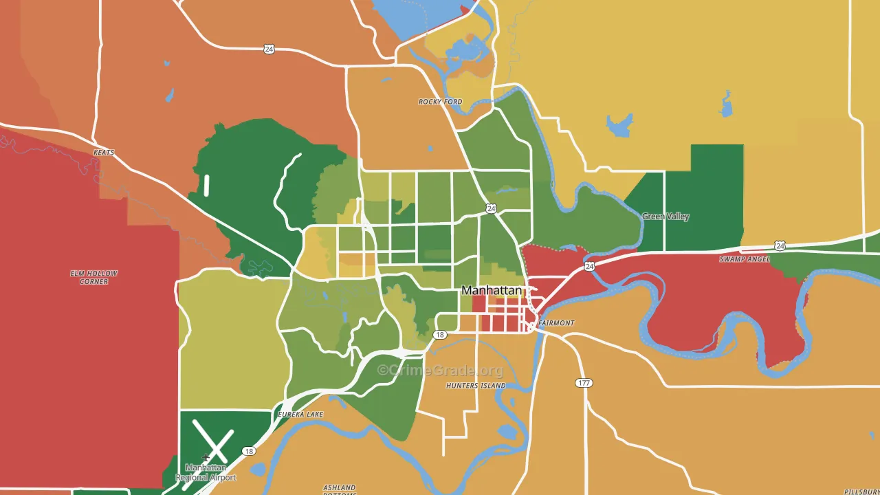 Manhattan, KS Map of Robbery Rates