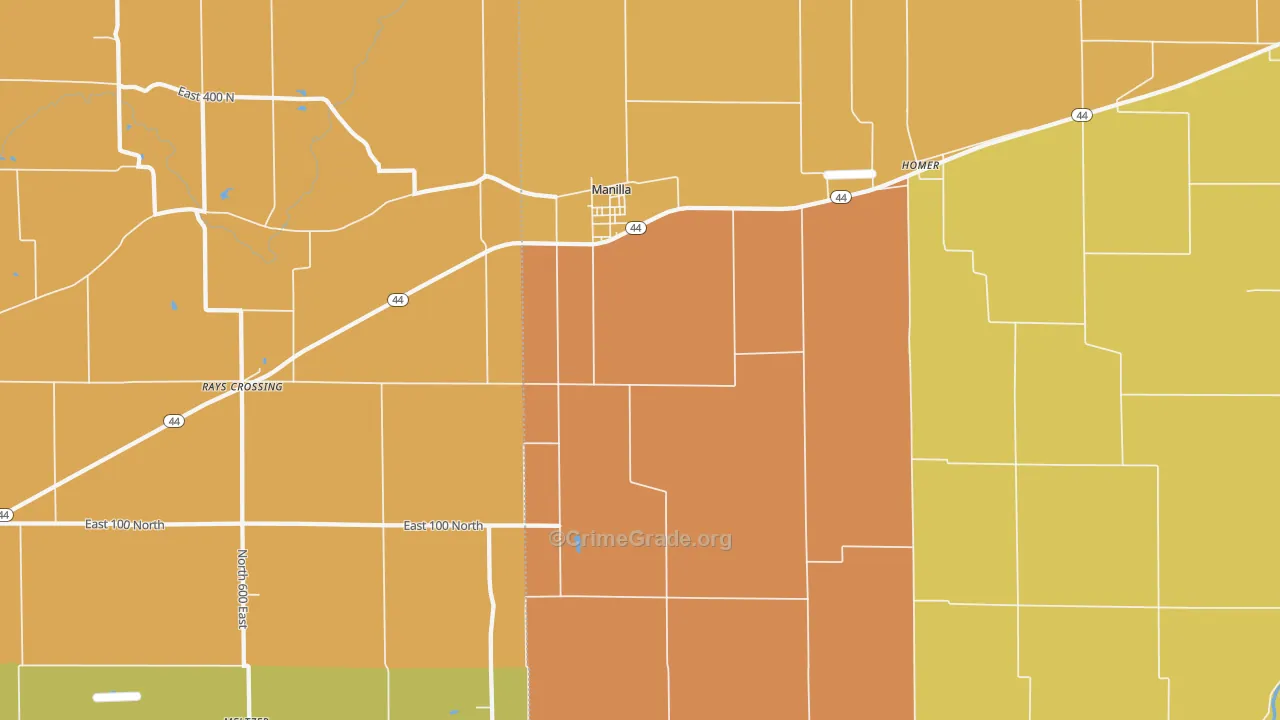 Manilla, IN Map of Robbery Rates