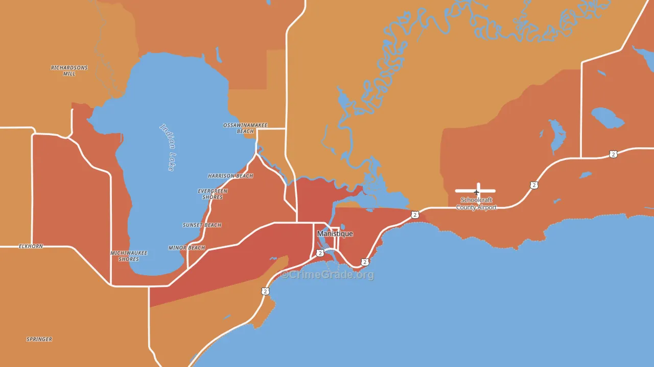 Manistique, MI Map of Robbery Rates