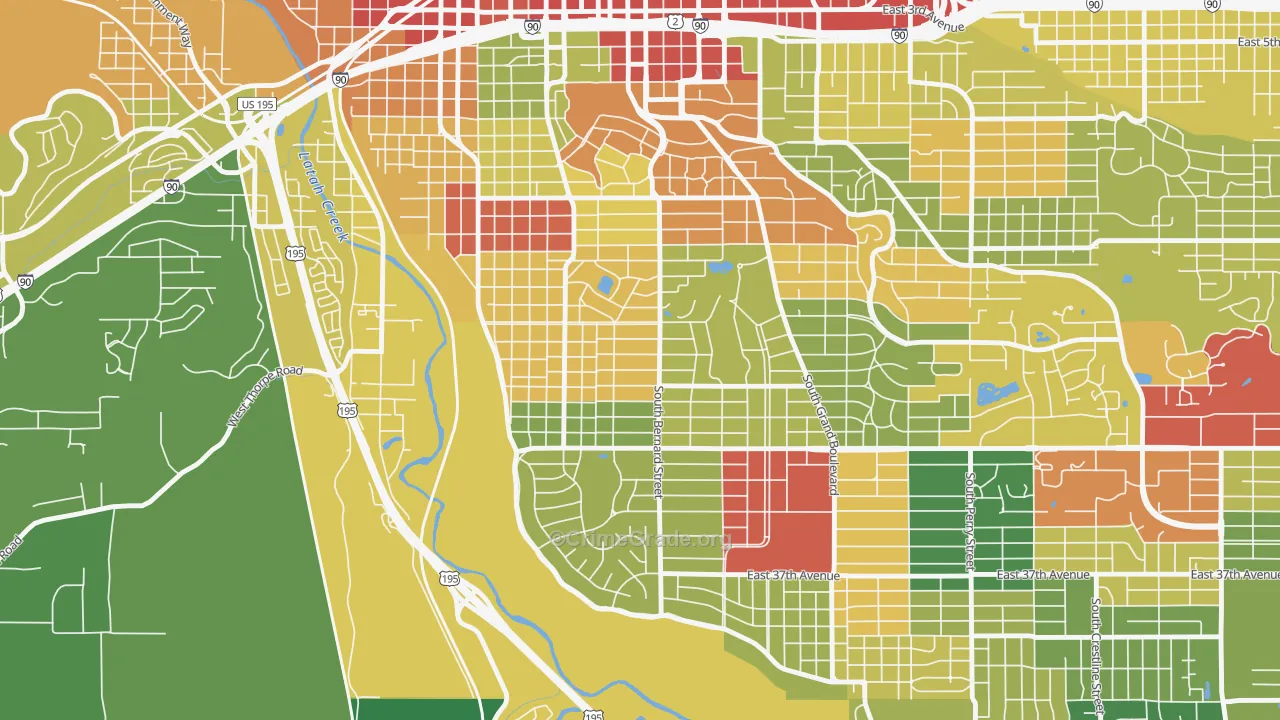 Manitocannon Hill, Spokane, WA Map of Robbery Rates