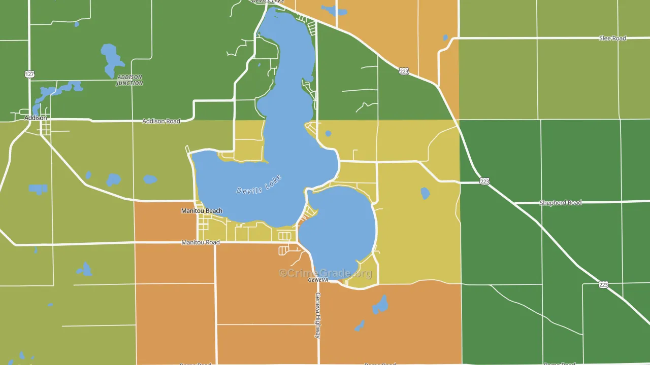 Manitou Beach, MI Map of Robbery Rates