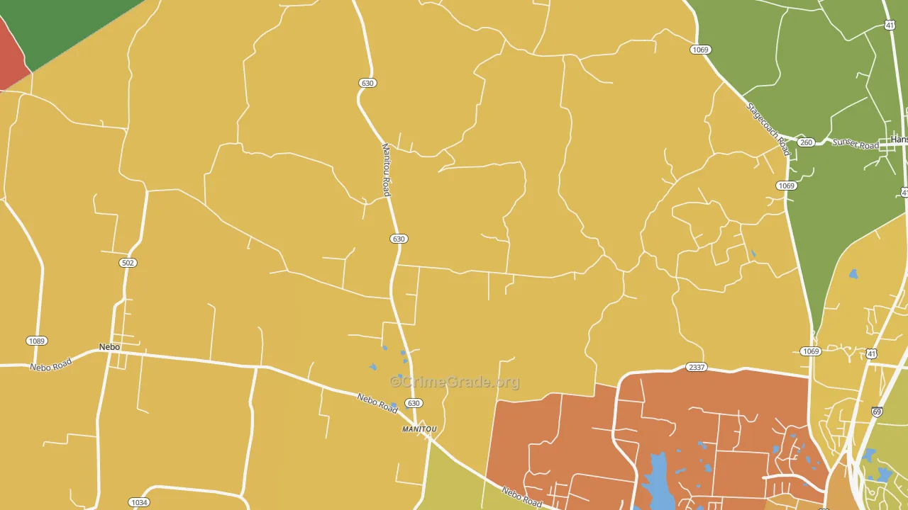 Manitou, KY Map of Robbery Rates