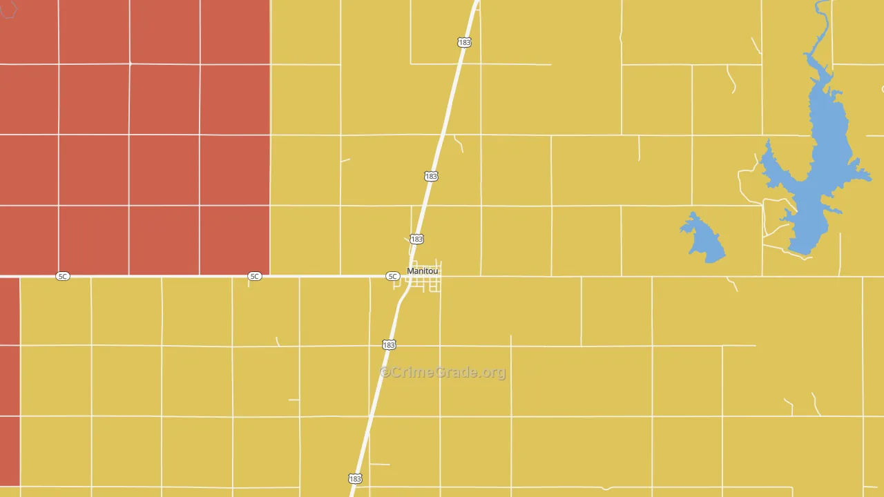 Manitou, OK Map of Robbery Rates