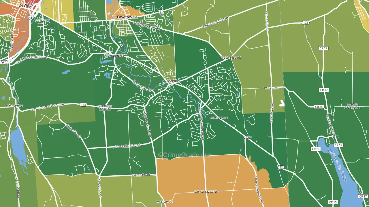 Manlius, NY Map of Robbery Rates
