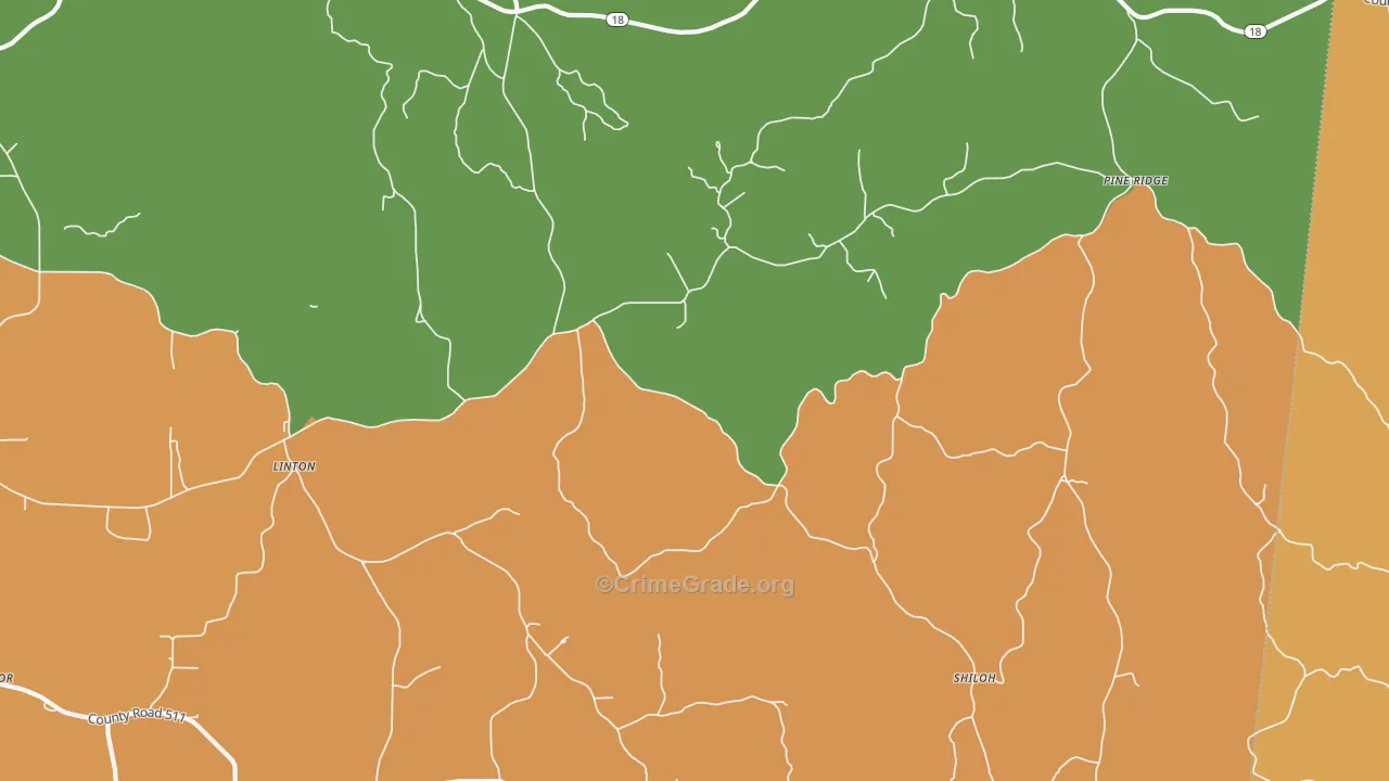 Mannassa, MS Map of Robbery Rates