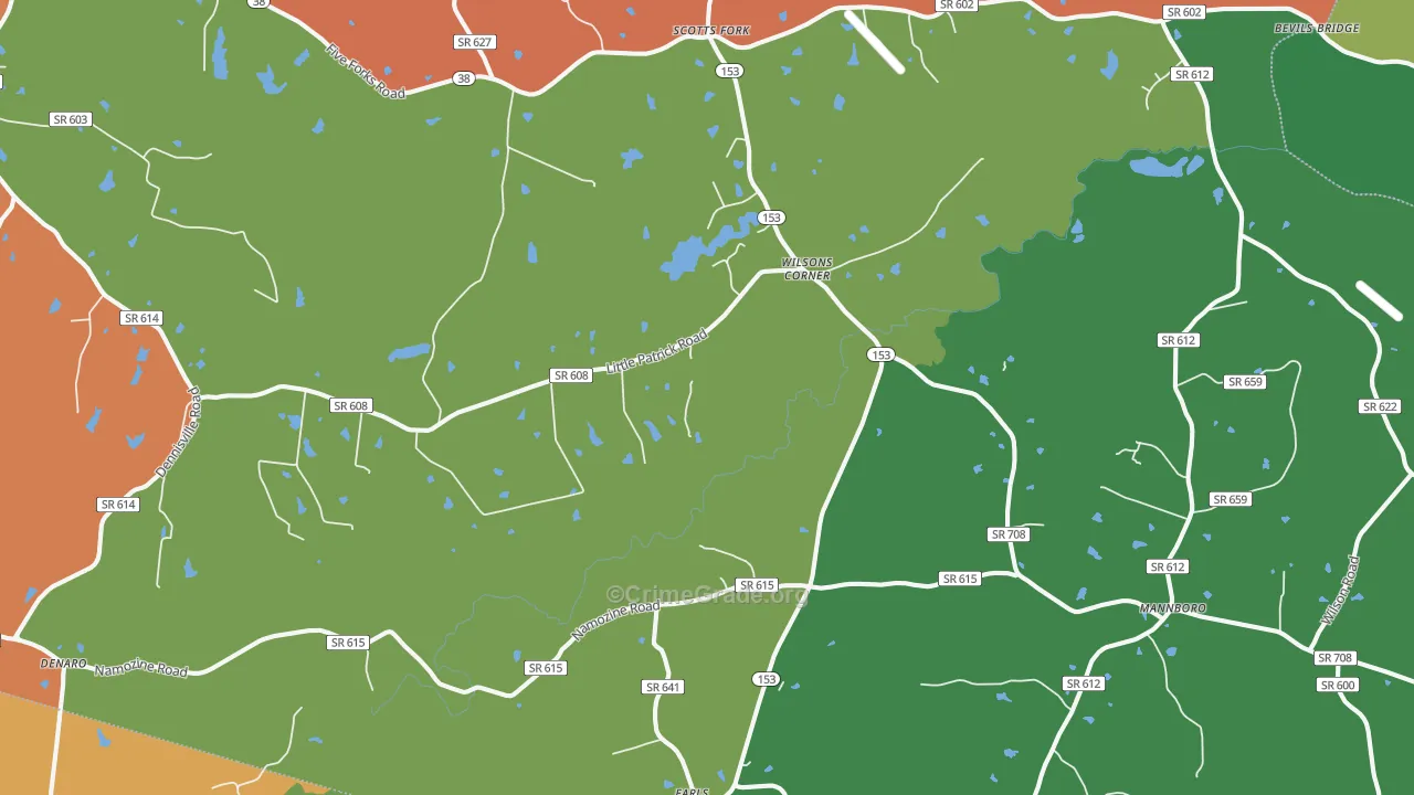 Mannboro, VA Map of Robbery Rates