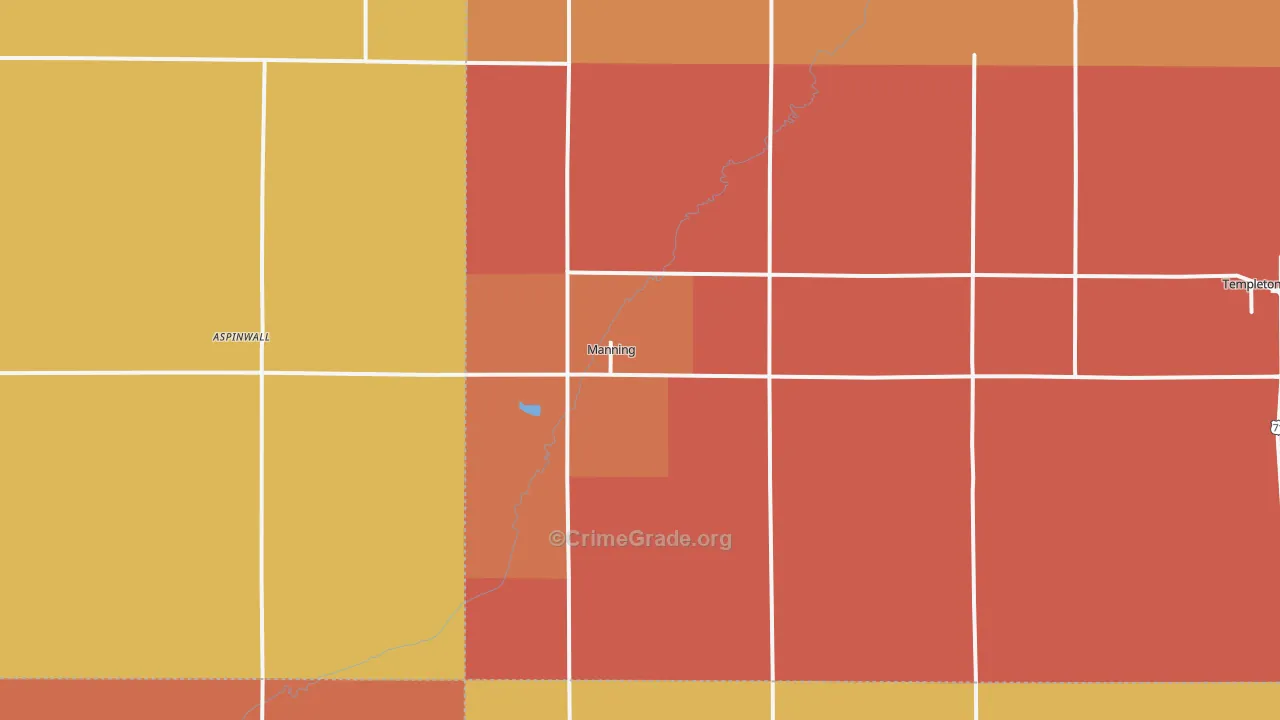 Manning, IA Map of Robbery Rates
