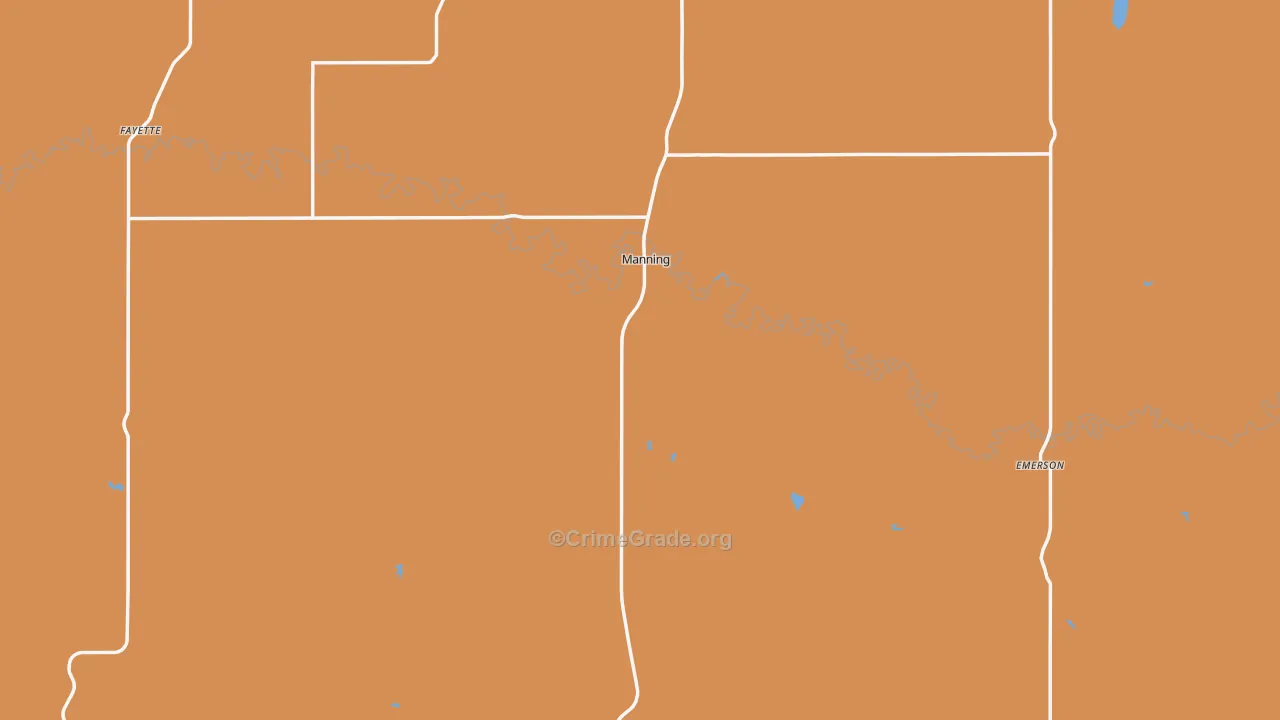 Manning, ND Map of Robbery Rates