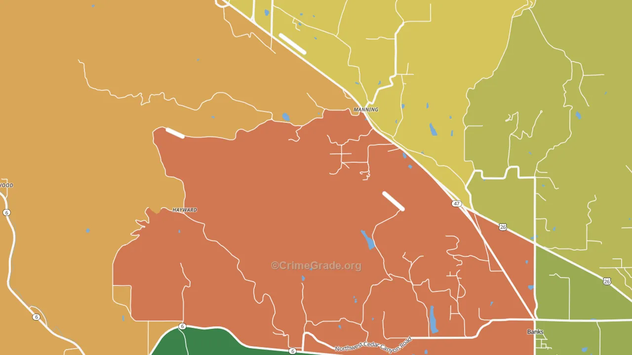 Manning, OR Map of Robbery Rates
