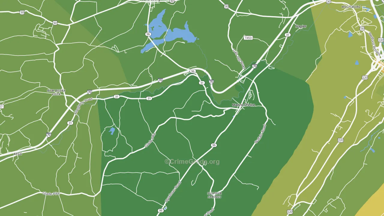 Manns Choice, PA Map of Robbery Rates