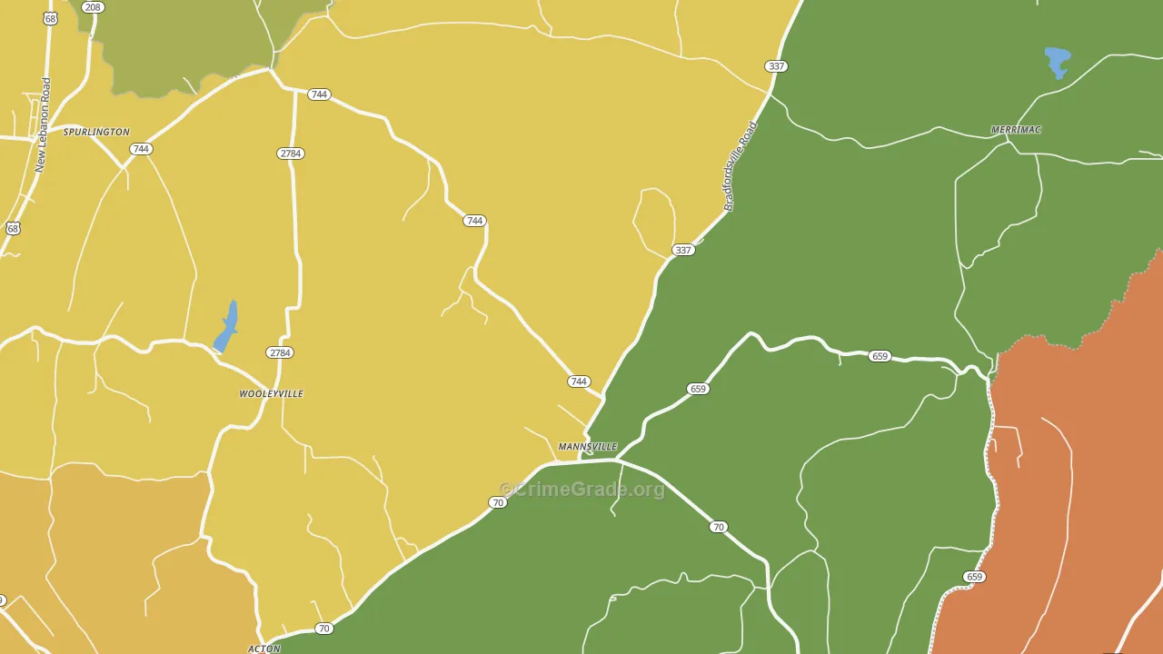 Mannsville, KY Map of Robbery Rates