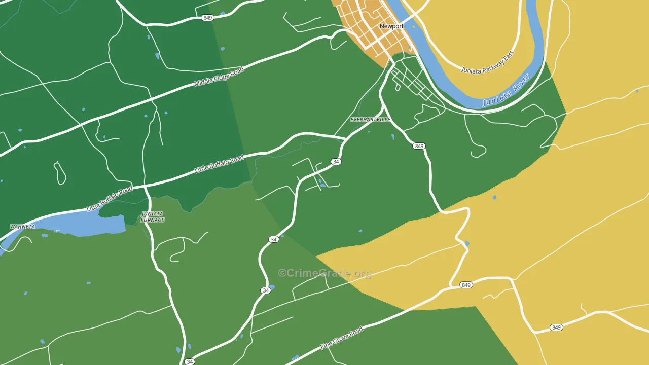Mannsville, PA Map of Robbery Rates