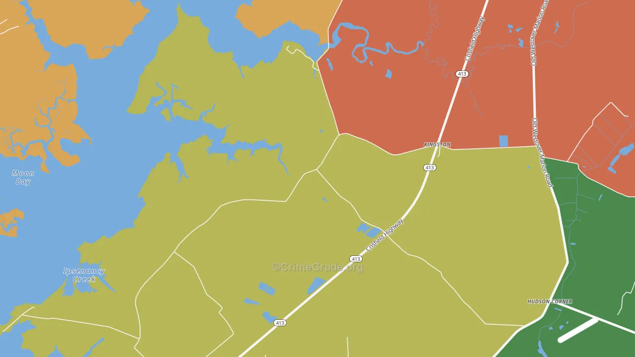Manokin, MD Map of Robbery Rates