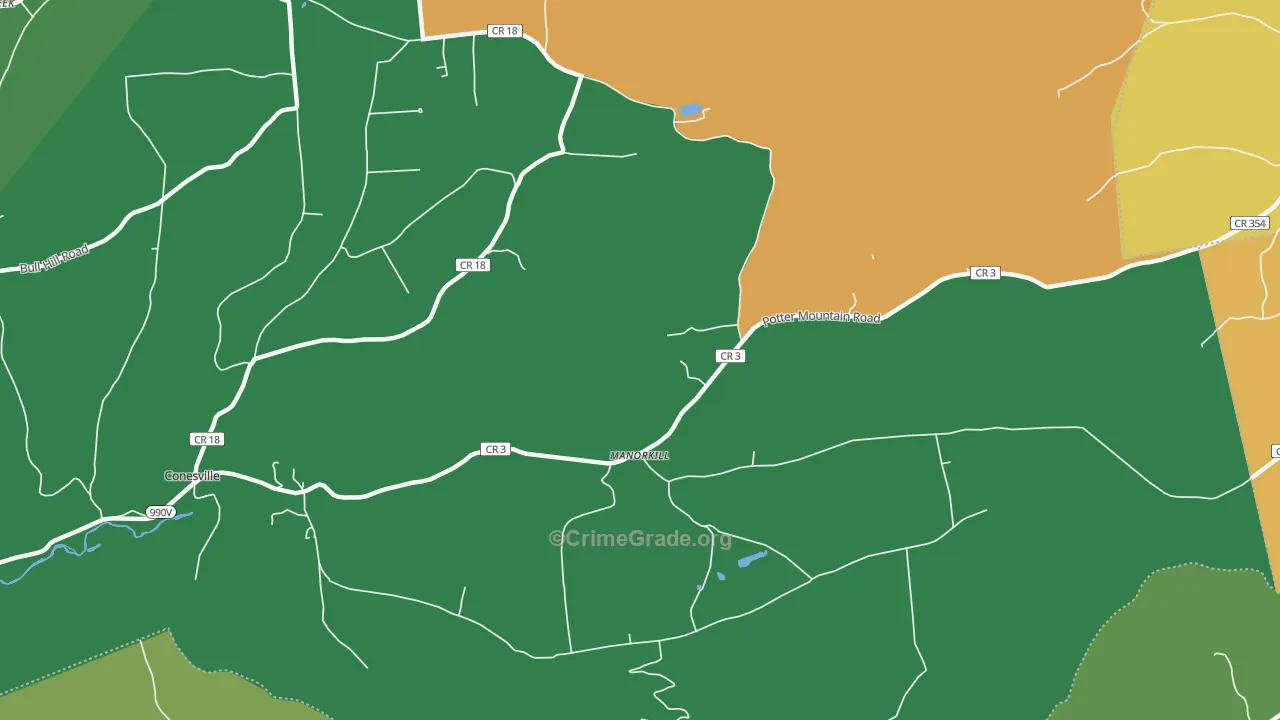 Manor Kill, NY Map of Robbery Rates
