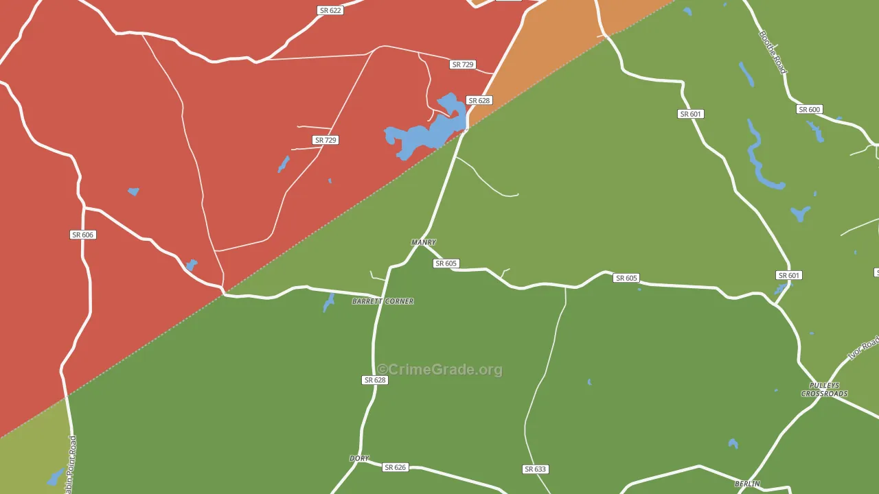 Manry, VA Map of Robbery Rates