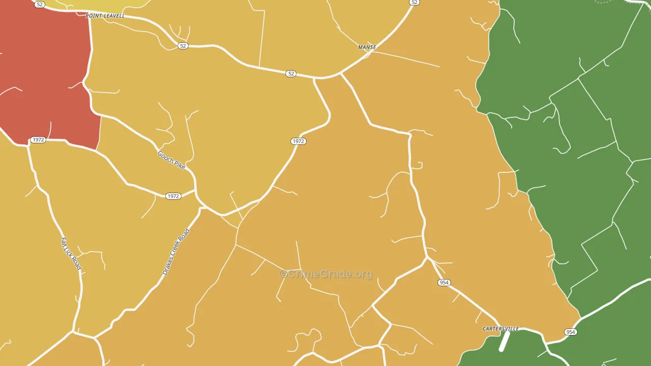 Manse, KY Map of Robbery Rates
