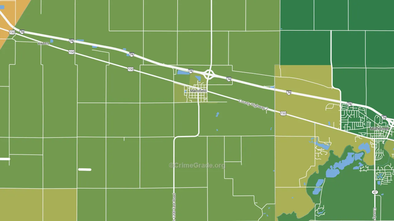 Mansfield, IL Map of Robbery Rates