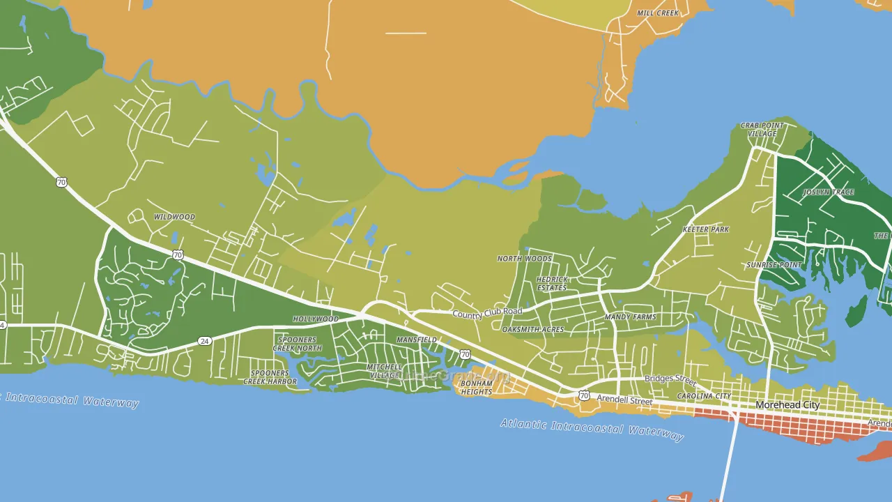 Mansfield, NC Map of Robbery Rates
