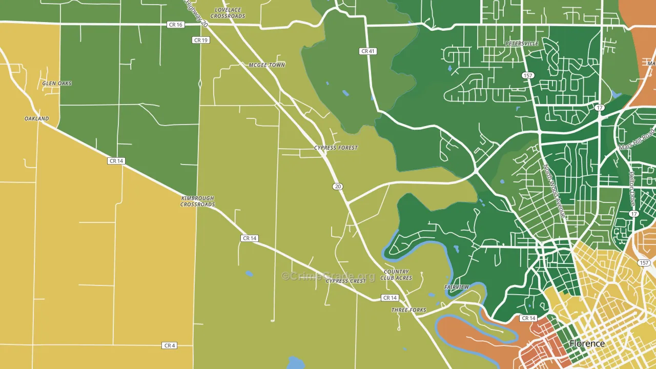 Mansion View, AL Map of Robbery Rates