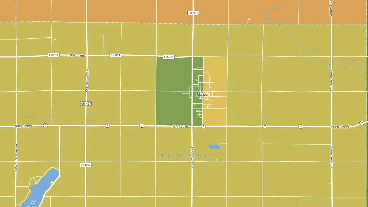 Manson, IA Map of Robbery Rates