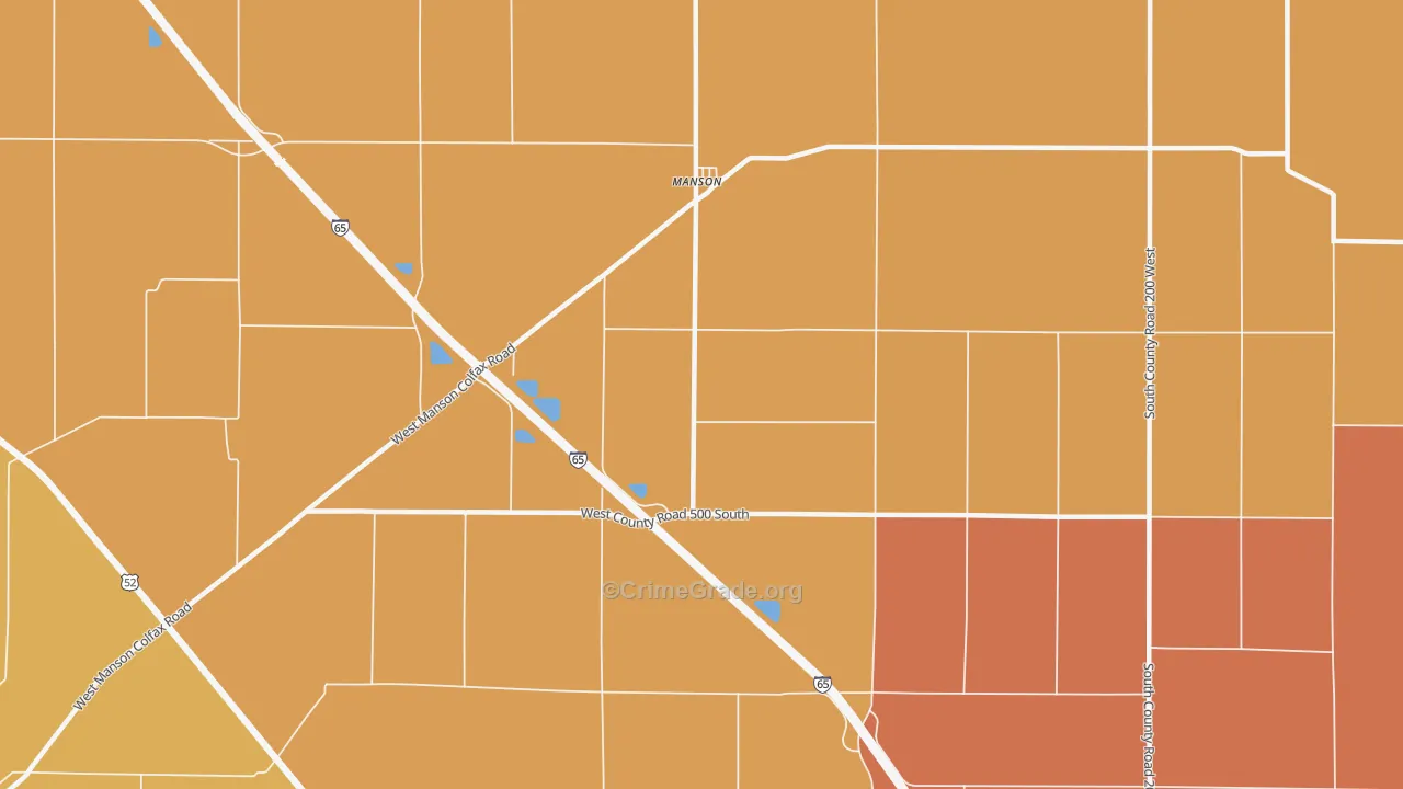 Manson, IN Map of Robbery Rates