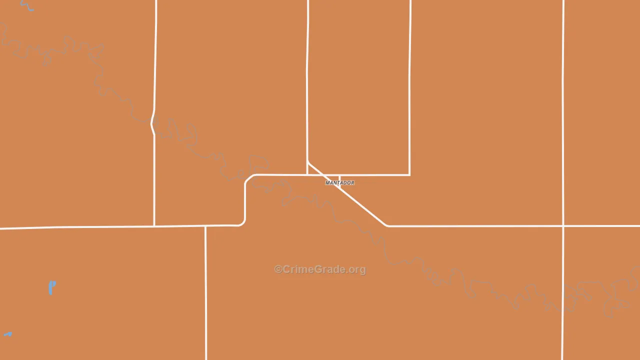 Mantador, ND Map of Robbery Rates