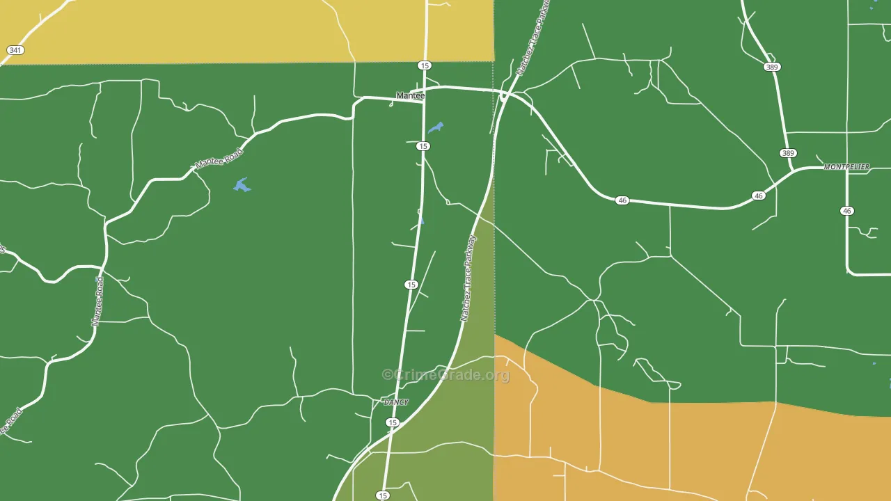Mantee, MS Map of Robbery Rates