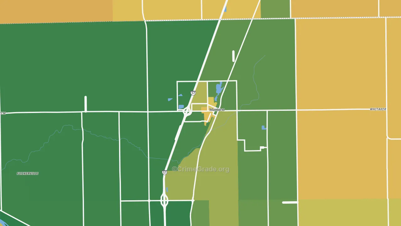 Manteno, IL Map of Robbery Rates
