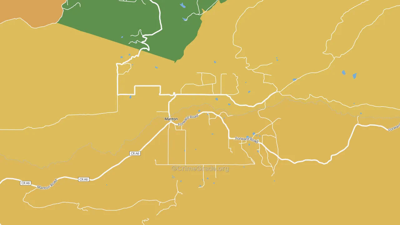 Manton, CA Map of Robbery Rates