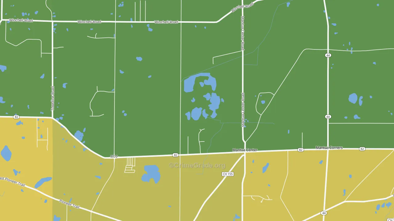 Mantua Center, OH Map of Robbery Rates