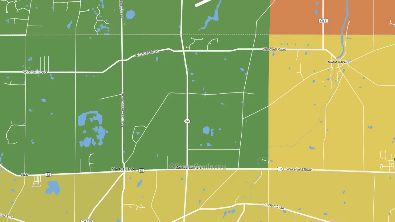 Mantua Corners, OH Map of Robbery Rates