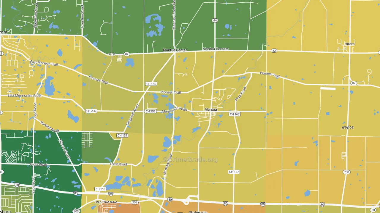 Mantua, OH Map of Robbery Rates