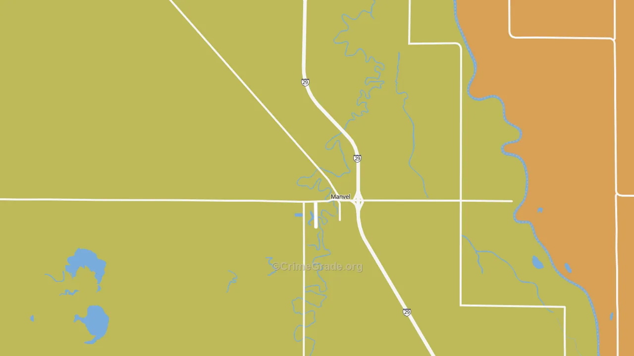 Manvel, ND Map of Robbery Rates