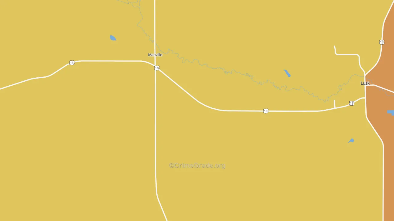 Manville, WY Map of Robbery Rates
