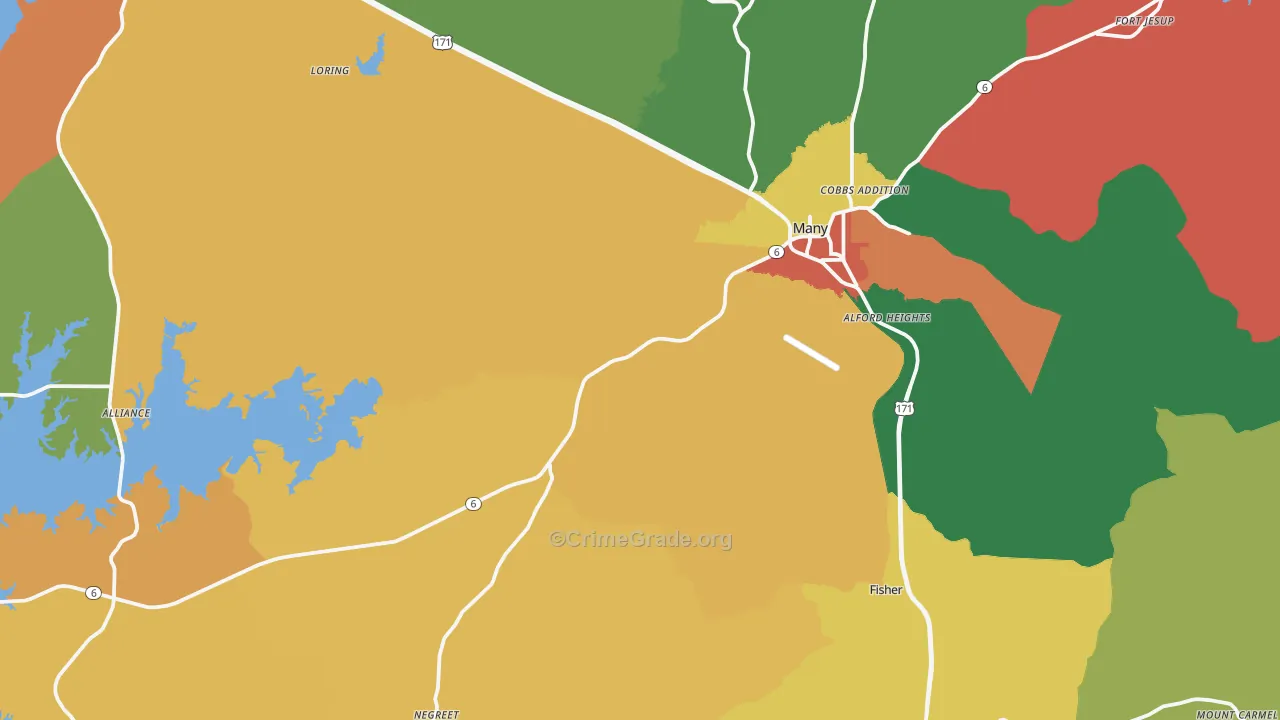Many, LA Map of Robbery Rates