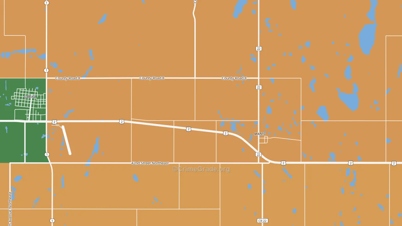 Mapes, ND Map of Robbery Rates
