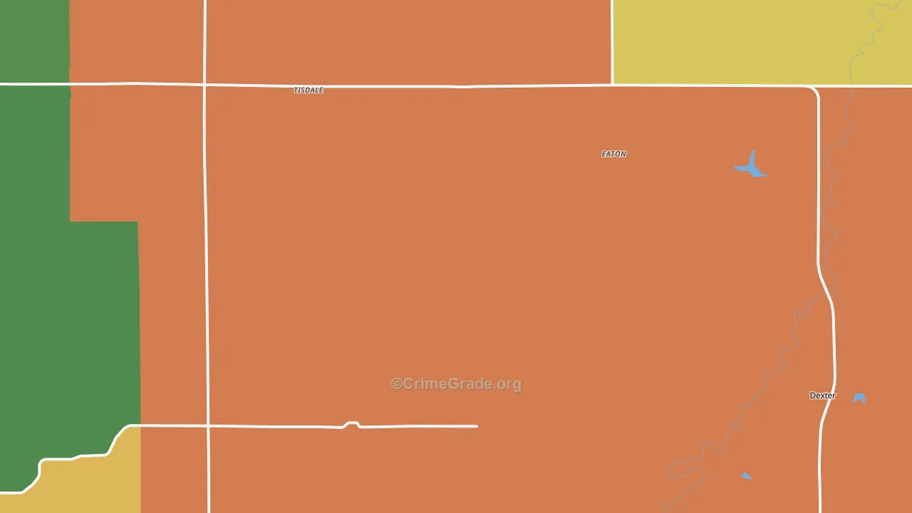 Maple City, KS Map of Robbery Rates