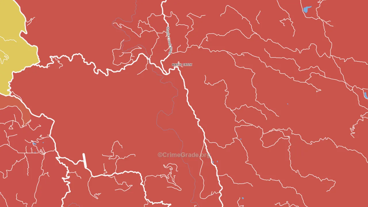 Maple Creek, CA Map of Robbery Rates