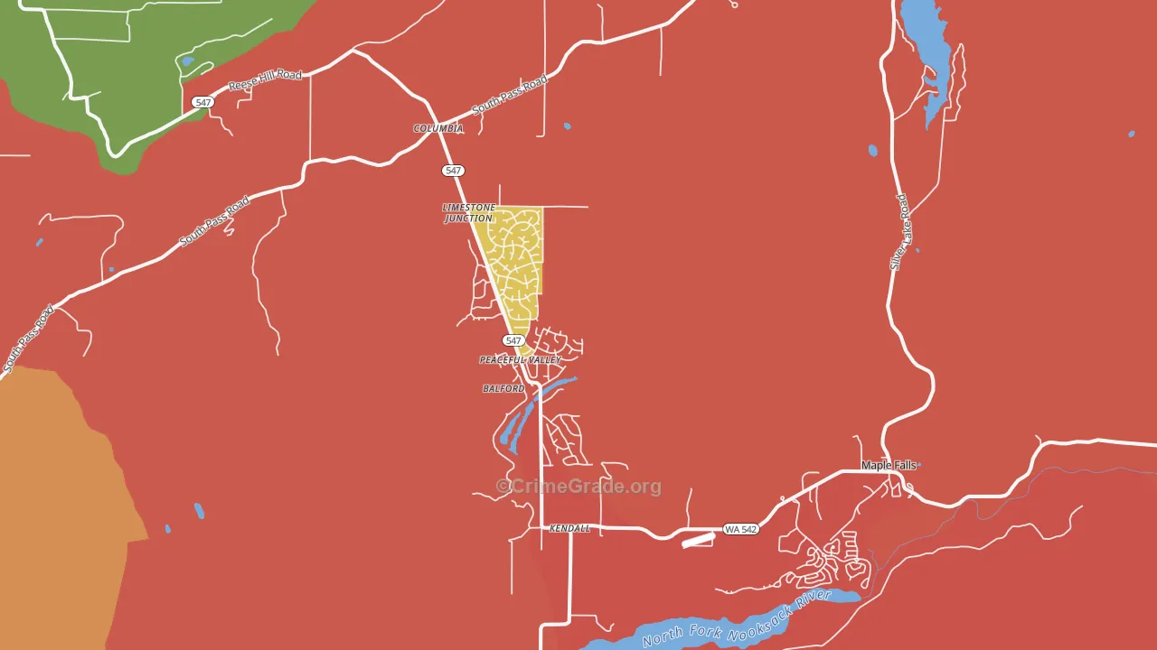 Maple Falls, WA Map of Robbery Rates